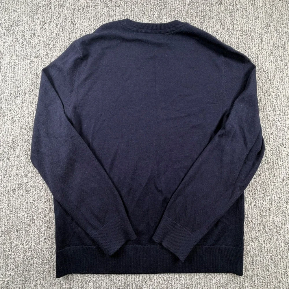 Banana Republic Sweater Mens M Navy Blue Italian Merino Wool Crew Neck Baruffa